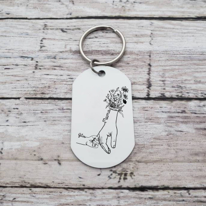 À Ma Maman - Porte-Clés la Main dans la Main 2 Prénoms Personnalisés