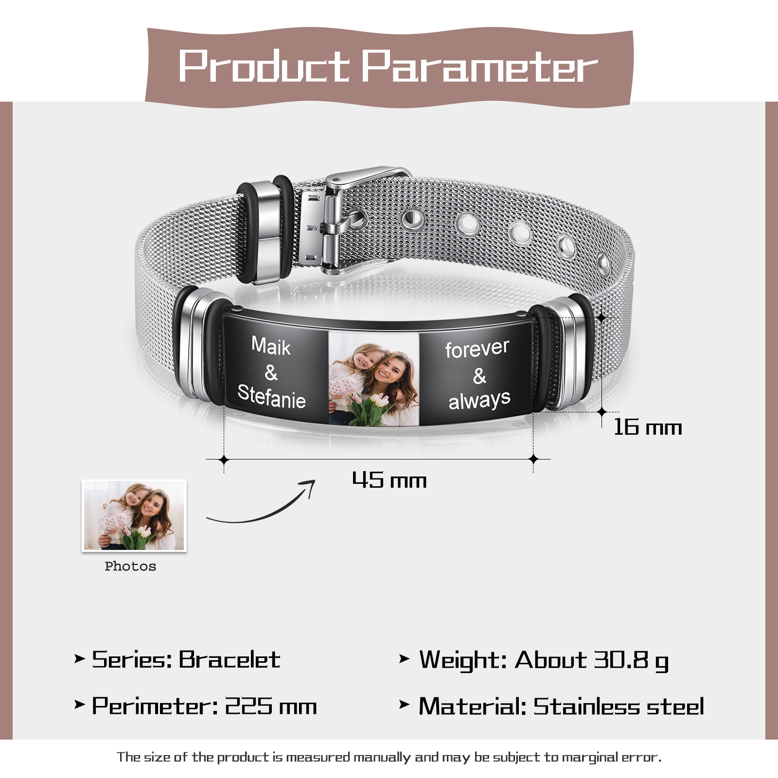 Bracelet 4 Prénoms Personnalisé avec photo