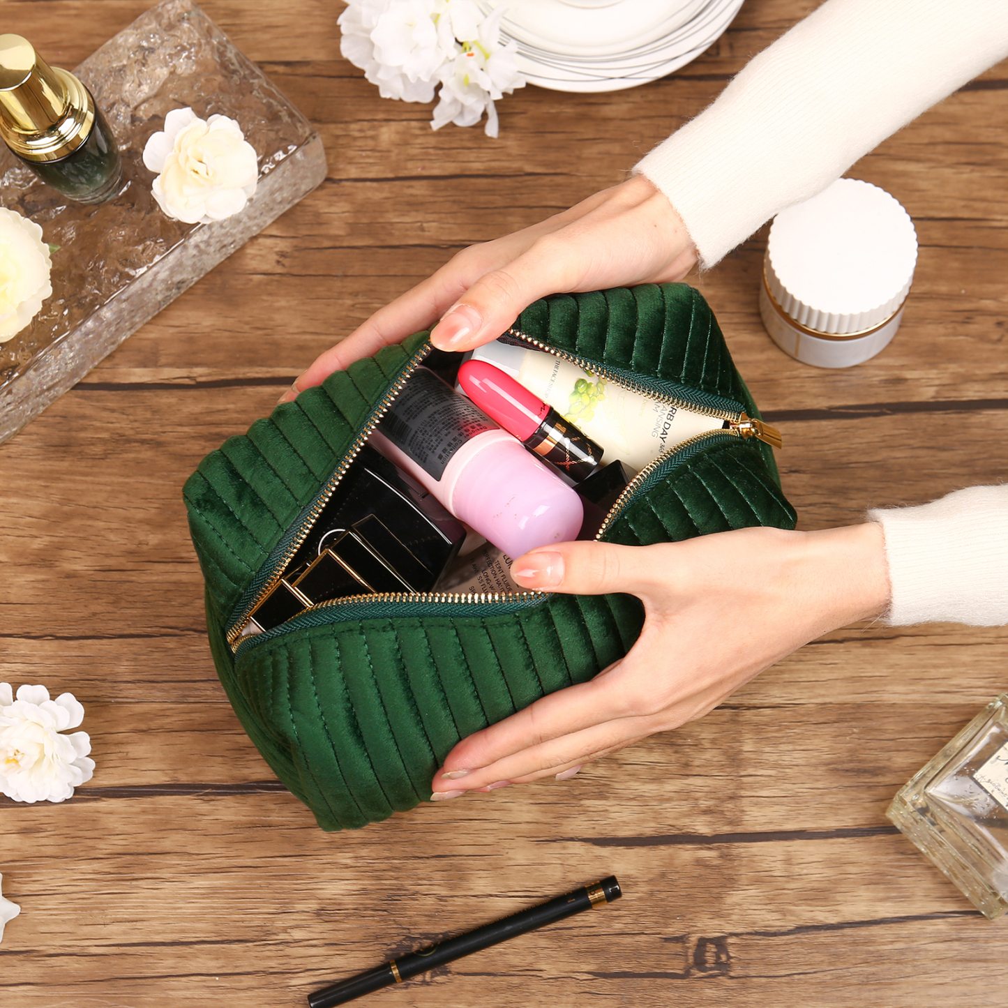 Trousse De Maquillage 1 Prénom Personnalisé Sac De Maquillage À Capacité Élevée Pour Femmes