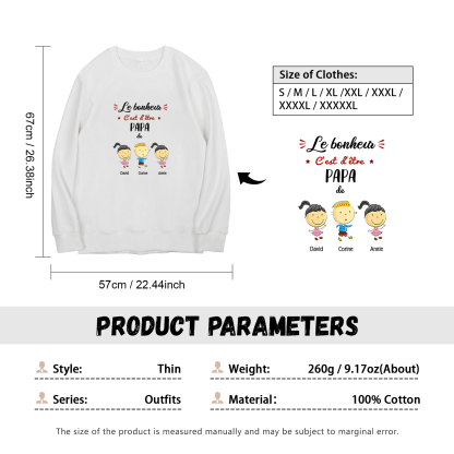 Sweat-Shirt 3 Enfants 3 Prénoms Personnalisés avec Texte