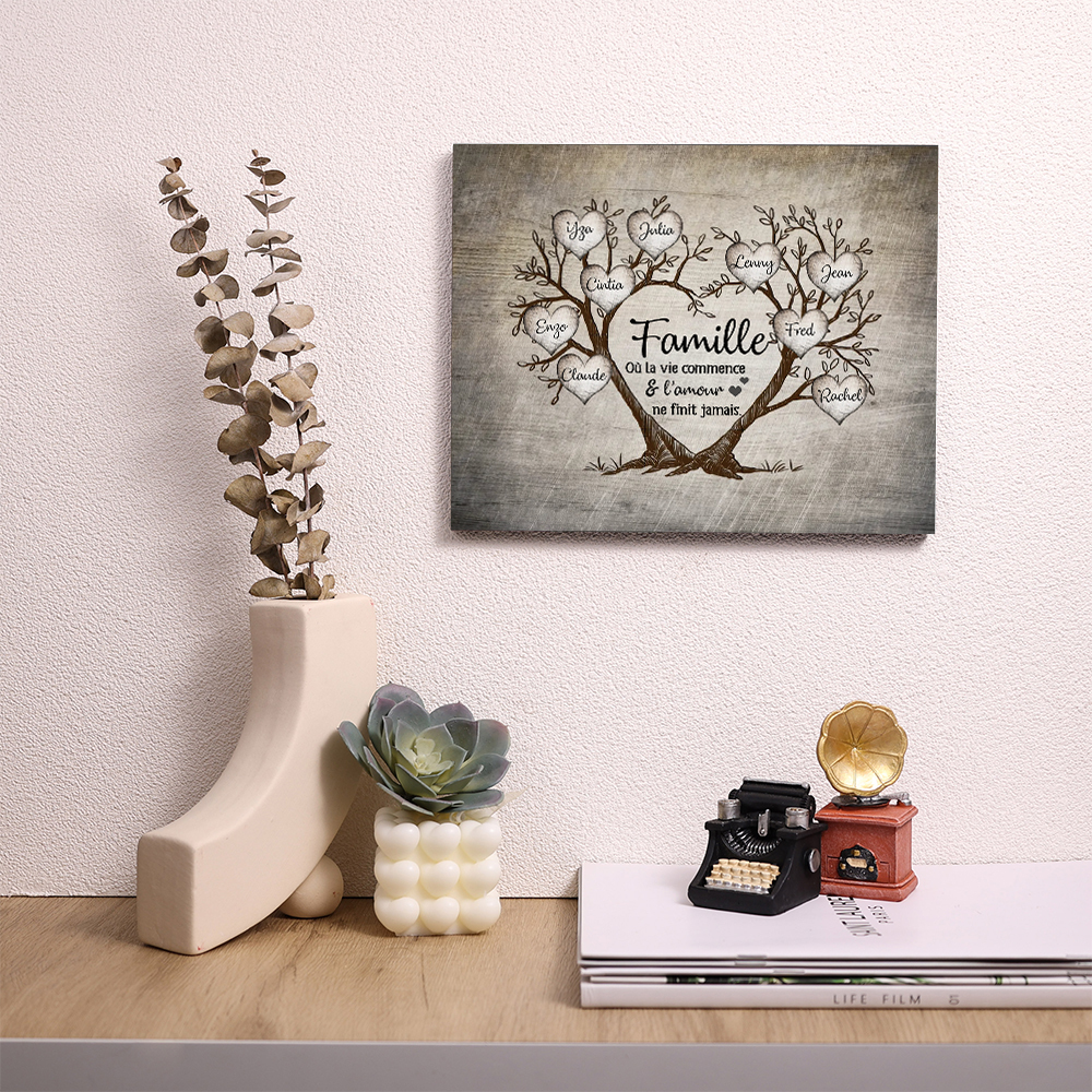 3-9 Noms Cadre en Bois Arbre de Vie Arbre Généalogique Personnalisés pour Famille | Jessemade