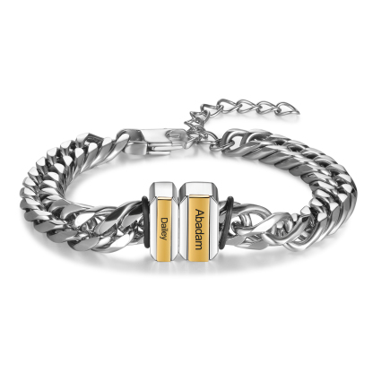Bracelet Gourmette en Acier inoxydable 2 Prénoms Personnalisé