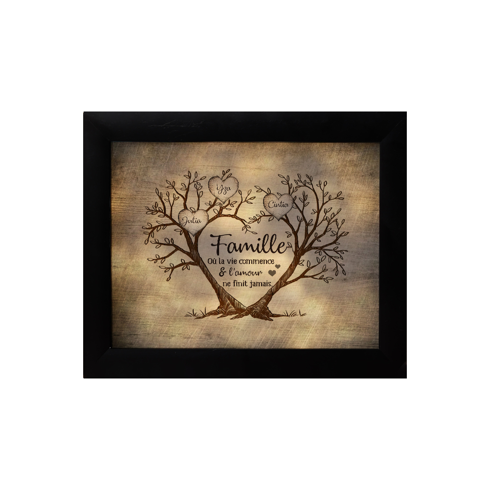 Cadre Photo LED Couple 3-6 Prénoms Personnalisés Arbre de vie