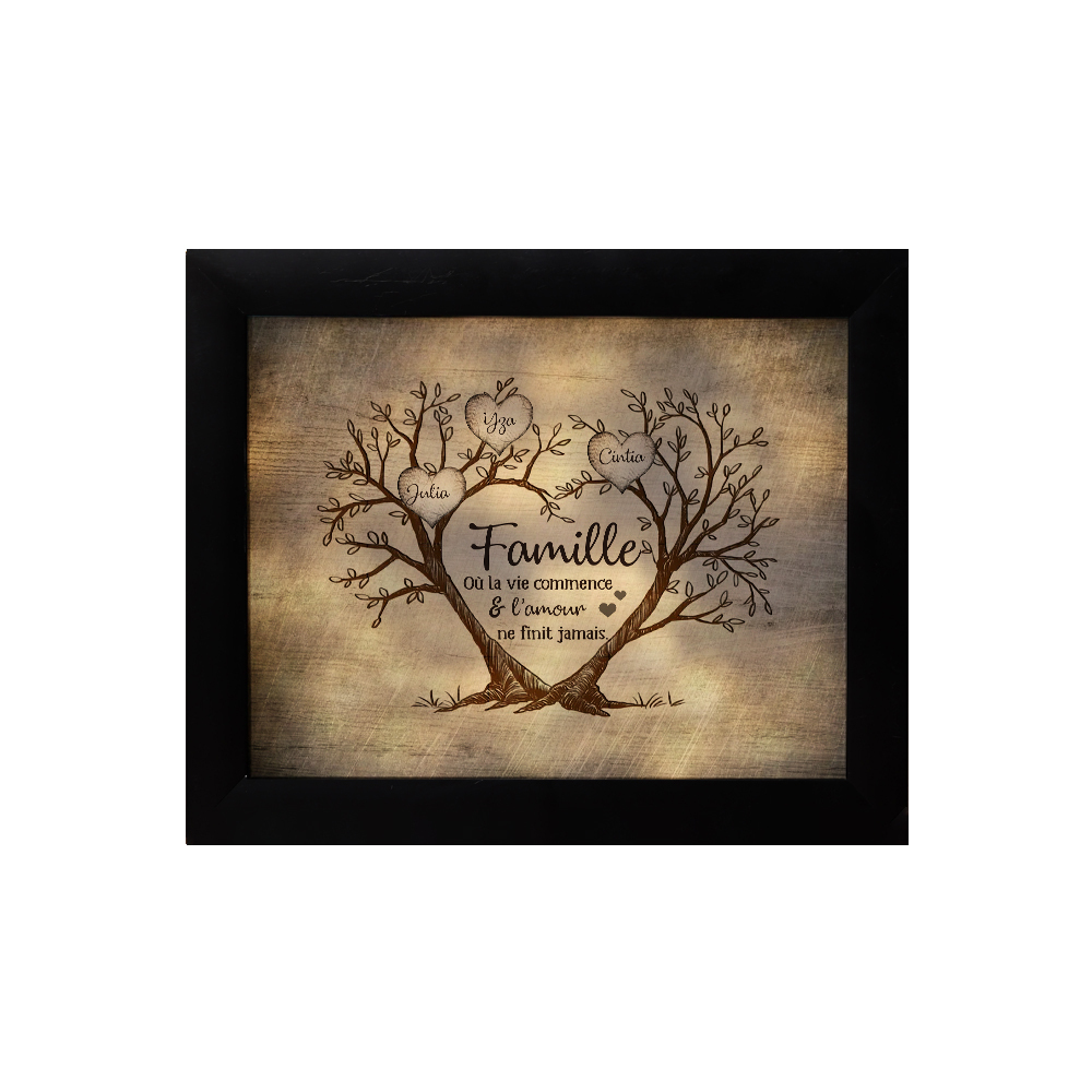 Cadre Photo LED Couple 3-6 Prénoms Personnalisés Arbre de vie