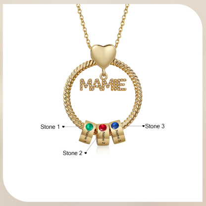 À ma Mamie - Collier Personnalisé 3 Prénoms et Pierre de naissance Or/Argent｜Jessemade