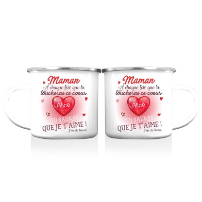 À ma Maman - Tasse émaillée Cœur 1 Prénom Personnalisé