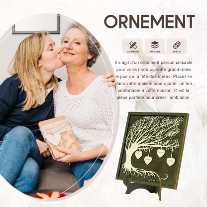Décoration en bois Arbre de Vie 4 Prénoms Personnalisés Ornement Famille