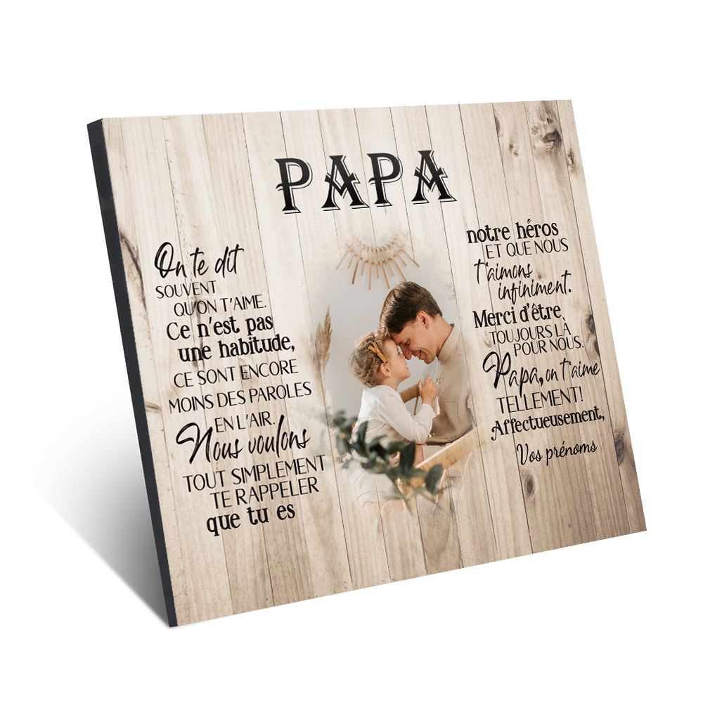 PAPA - Cadre en bois personnalisé texte avec photo | Cadeau Fête des Pères | Jessemade