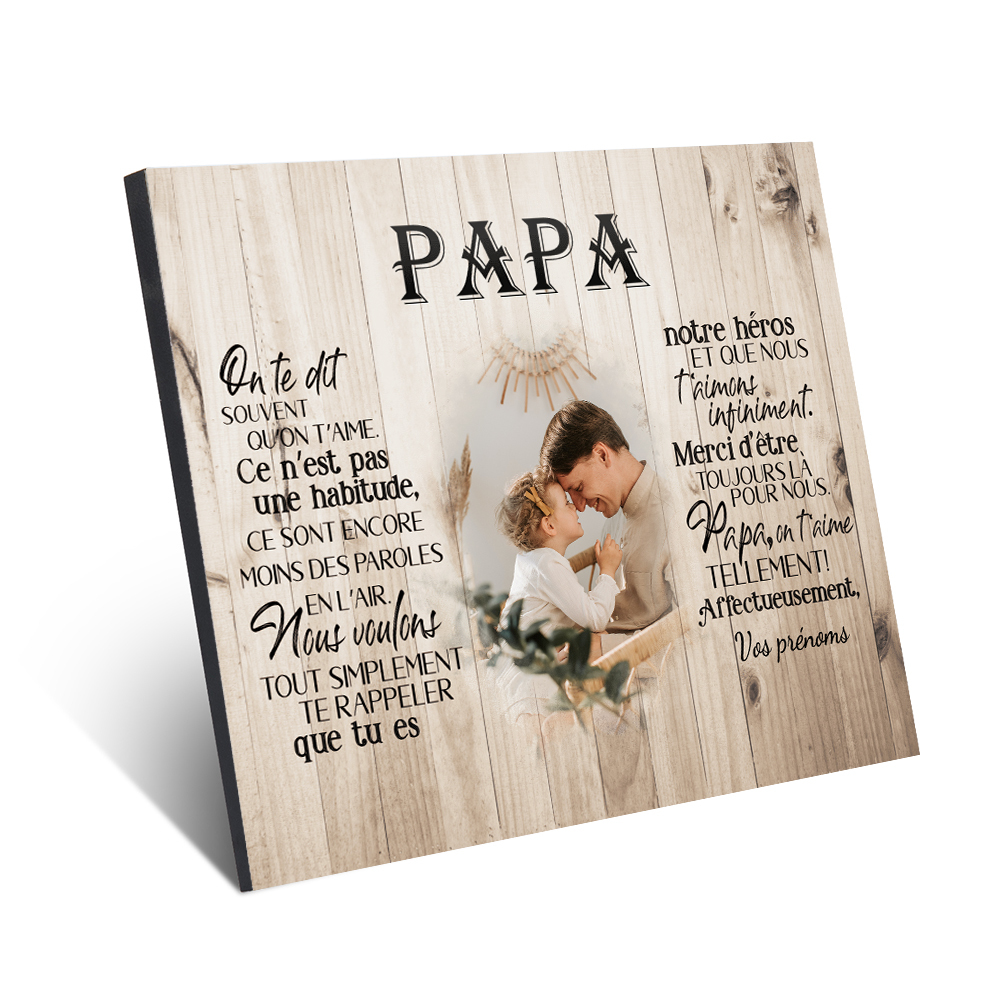 PAPA - Cadre en bois personnalisé texte avec photo | Cadeau Fête des Pères | Jessemade