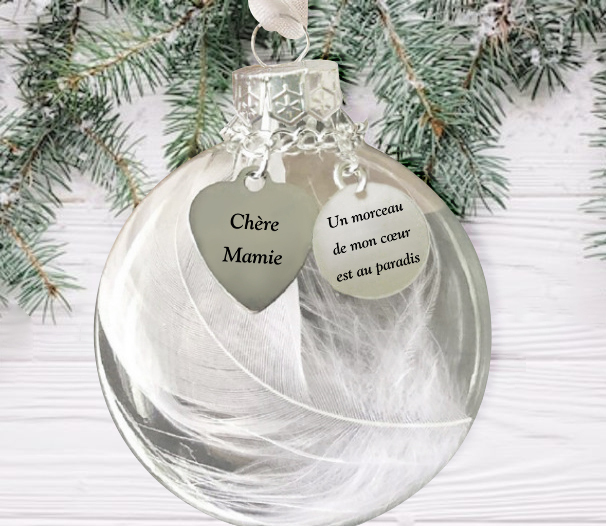 Boule transparente Flocon de Neige Ornements avec 2 Textes Personnalis