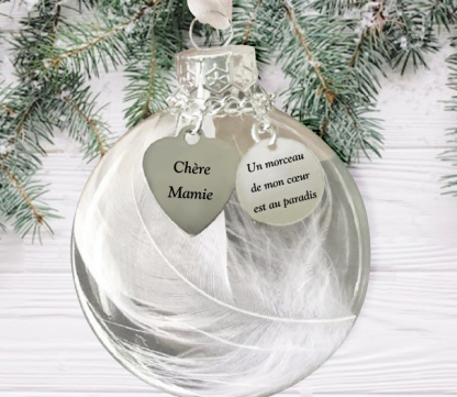 Boule transparente Flocon de Neige Ornements avec 2 Textes Personnalis