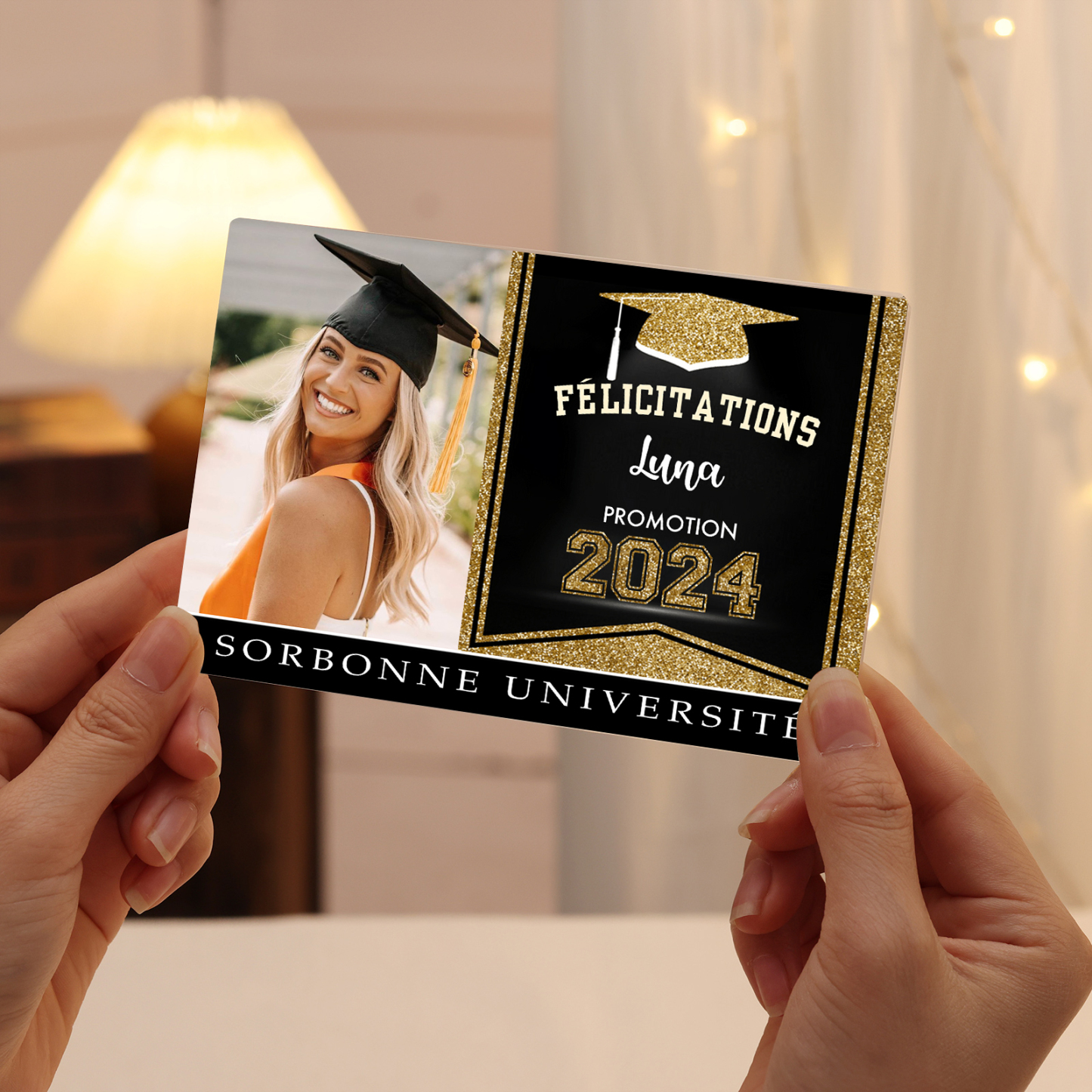 Plaque Acrylique Rectangle Diplômés Prénom et Photo Personnalisés avec Années et Texte Cadeau de Graduation