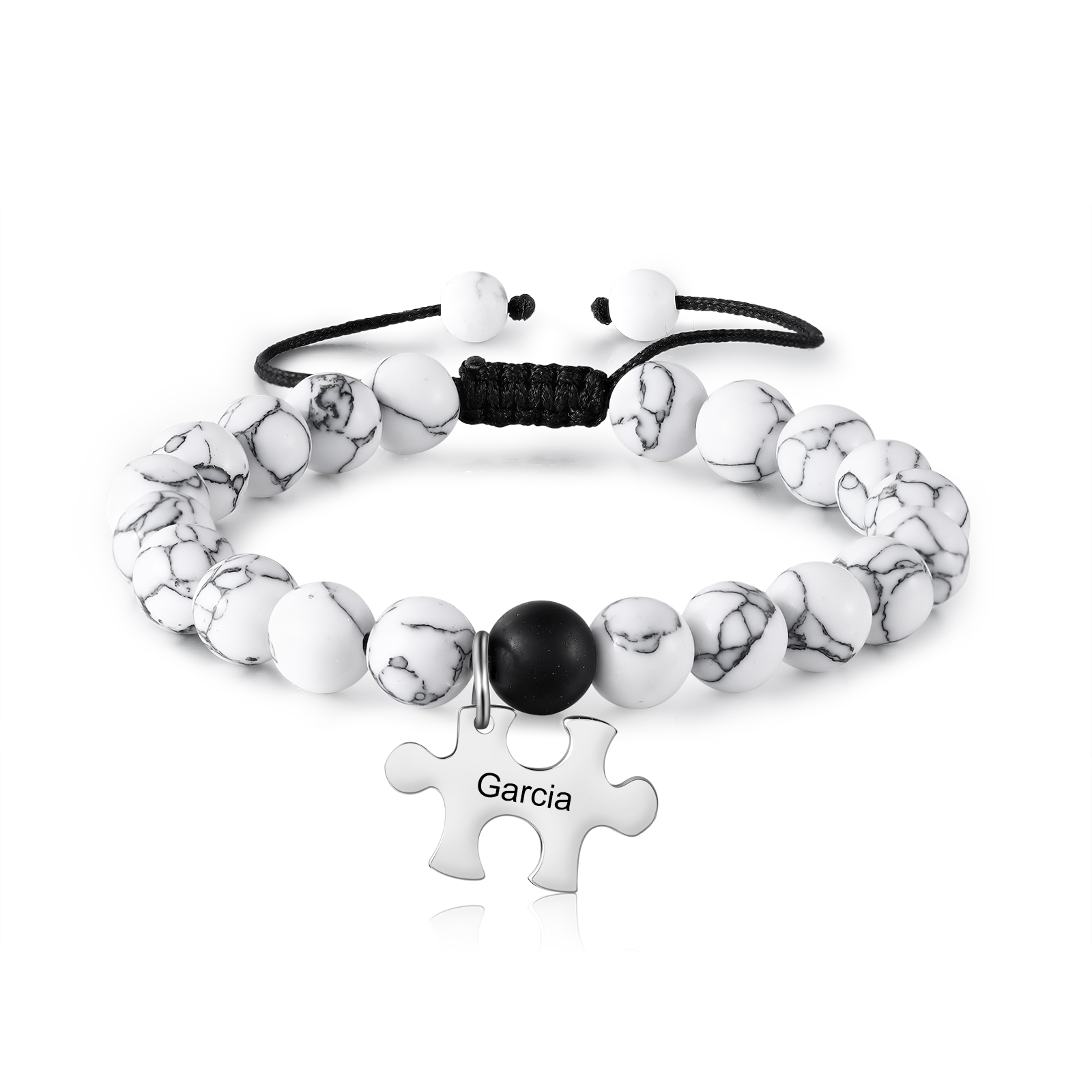 2PCS Bracelets puzzle 2 Prénoms Personnalisés pour Couple