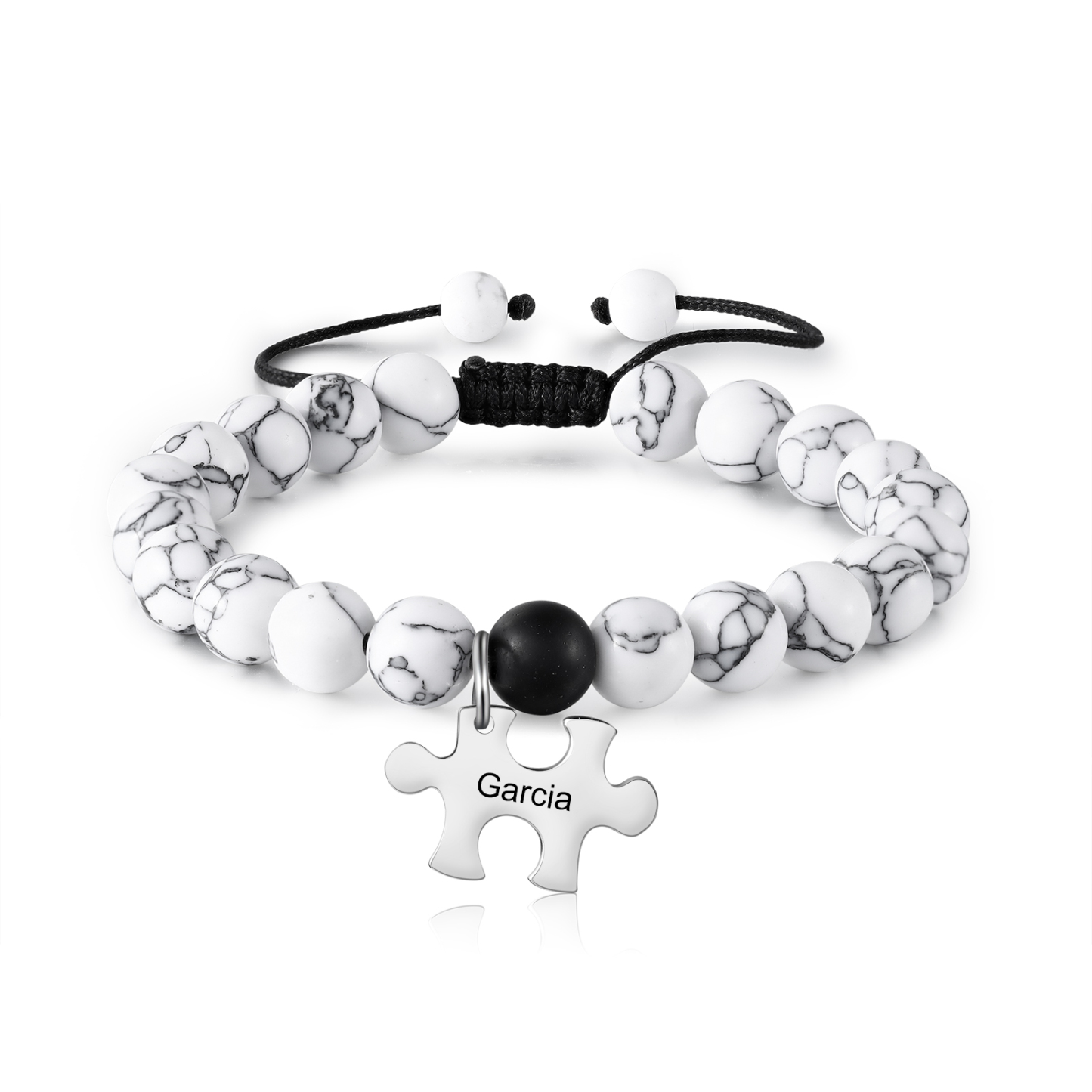 2PCS Bracelets puzzle 2 Prénoms Personnalisés pour Couple