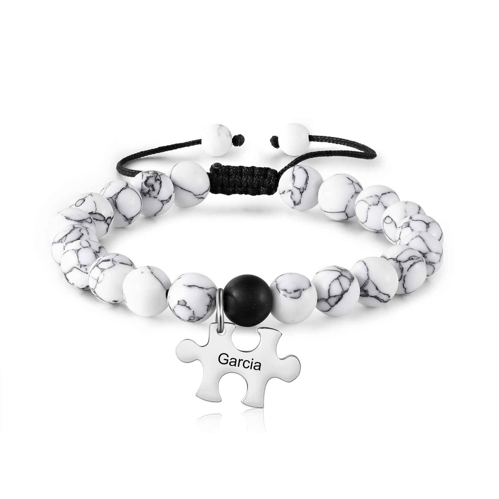 2PCS Bracelets puzzle 2 Prénoms Personnalisés pour Couple