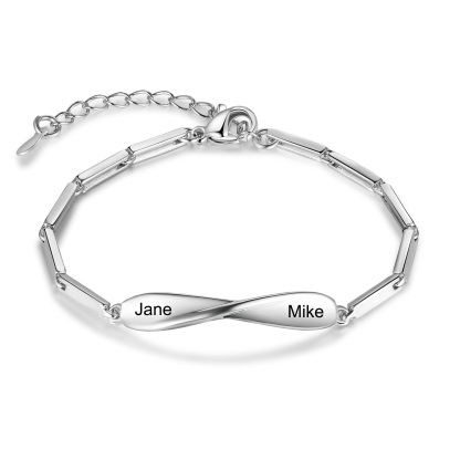 Bracelet couple 2PCS avec 2 Prénoms Personnalisé bracelet en commun