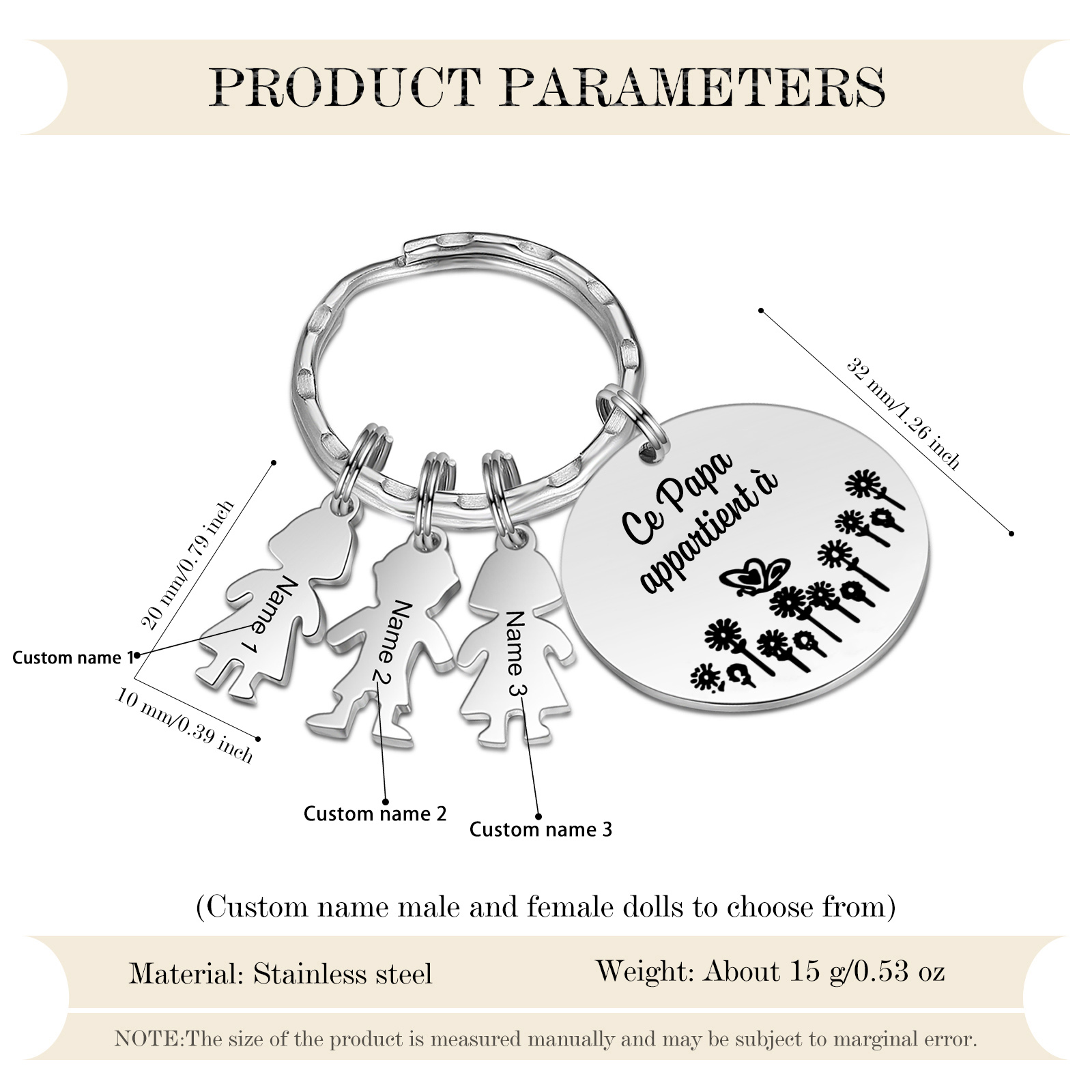 À Mon Papa - 1-5 Noms Porte-Clés Personnalisés Avec Breloques Enfants