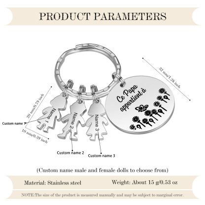 À Mon Papa - 1-5 Noms Porte-Clés Personnalisés Avec Breloques Enfants