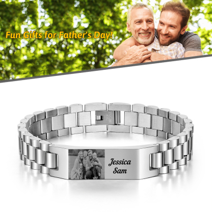 À Mon Homme - Bracelet Personnalisé 1 texte avec 1 photo en Acier inoxydable