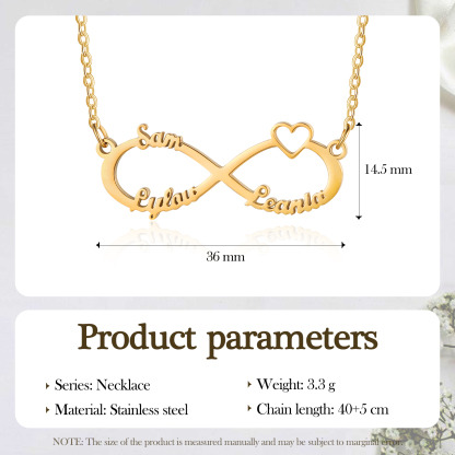 Collier amour et Infini 3 Prénoms Personnalisés Meilleur Cadeau Pour Vous