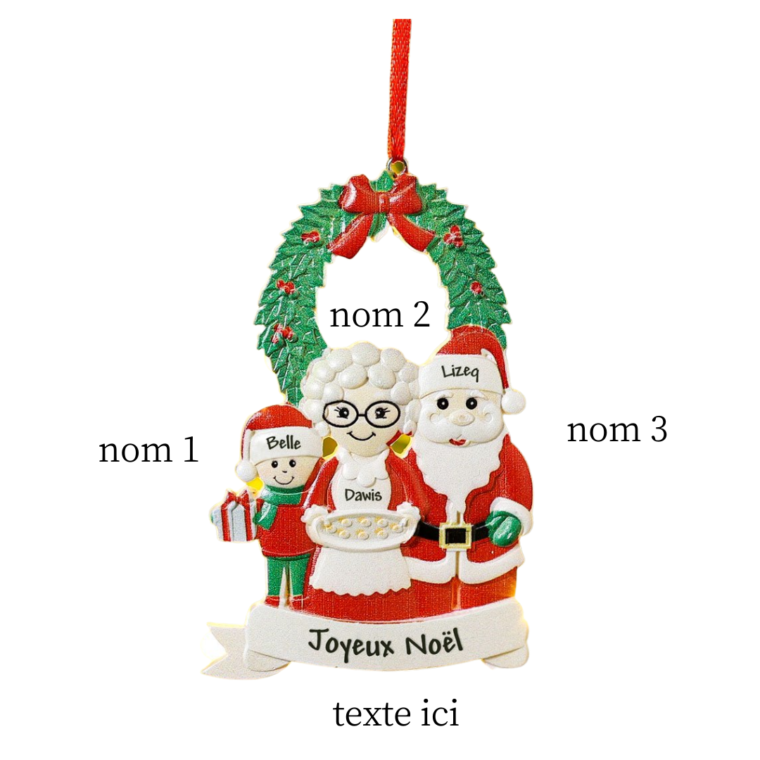 Décoration Sapin Noël Poupée 3 Prénoms Personnalisés et texte