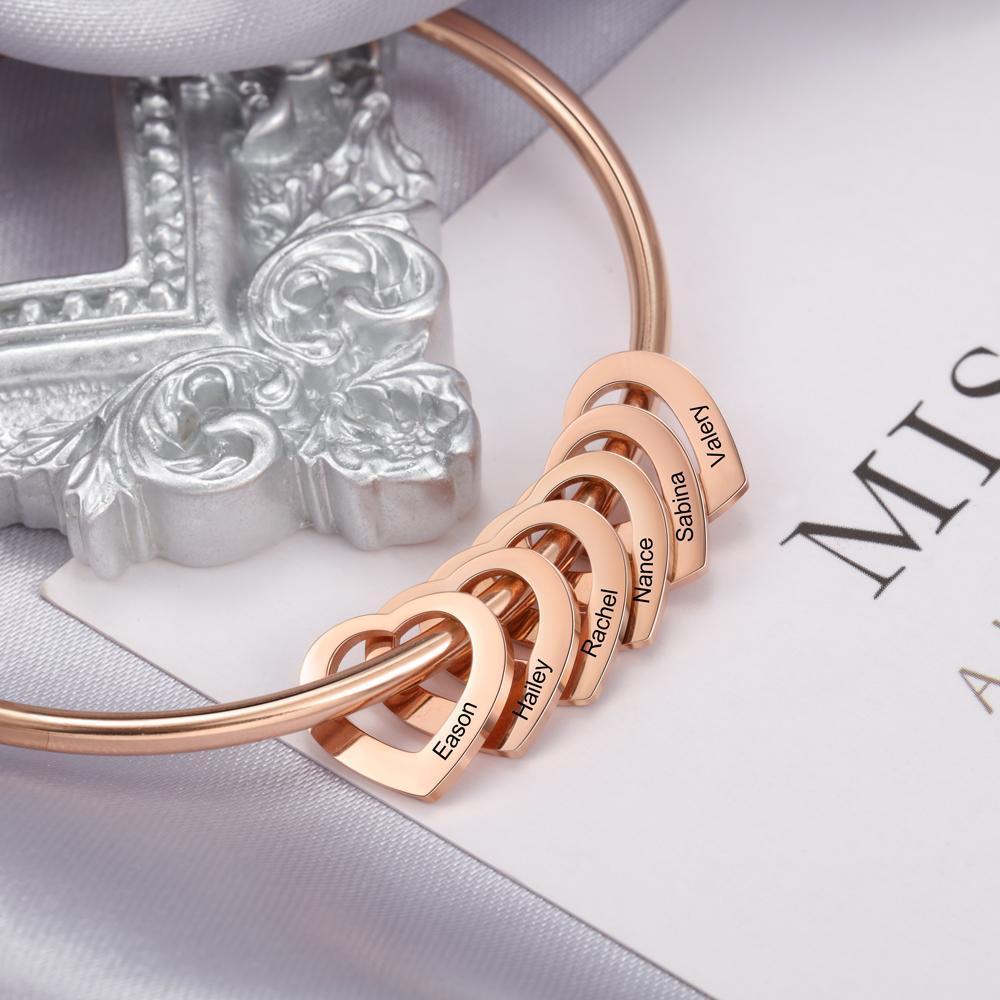Bracelet Personnalisé Avec 3 Pendentifs Coeur Bracelet
