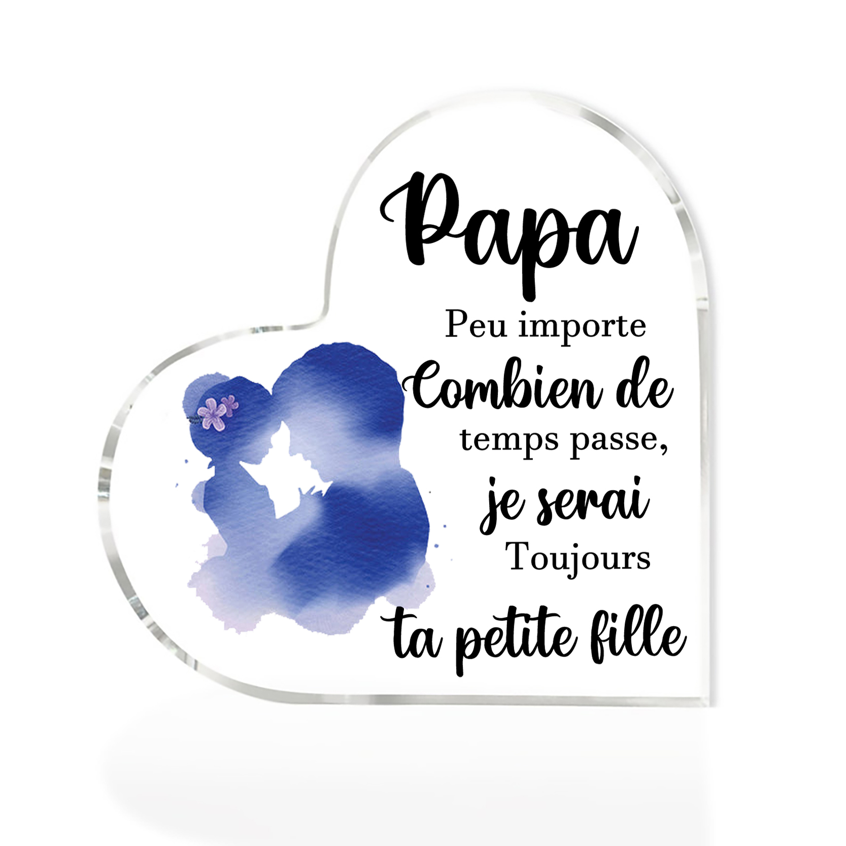 À mon Papa - Plaque Acrylique en Forme de Cœur Cadeau de Fille à Papa "Je serai toujours ta petite fille"