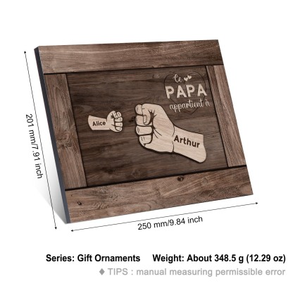 À Mon Papa/Papy-Cadre Imprimé en Bois Poings 2 Prénoms Personnalisés avec Texte