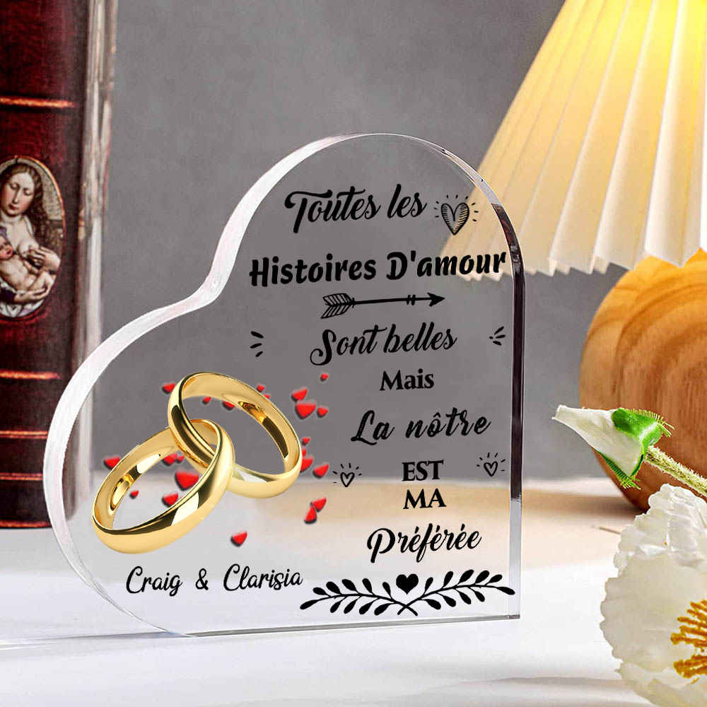 Plaque Acrylique 2 Prénoms Personnalisés Cadeau du saint-valentin pour Couple 
