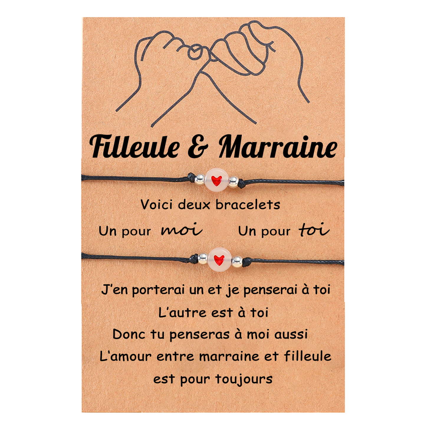 À Filleule & Marraine - Bracelet en Commun 2PCS Bracelets Cœur|Jessema