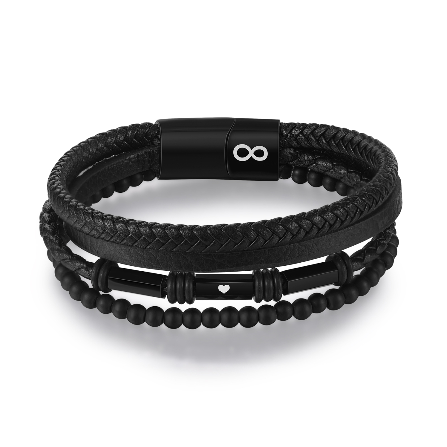 Bracelet Cuir tressé infini 2 Prénoms Personnalisé avec texte Bracelet Prénom pour Homme｜Jessemade