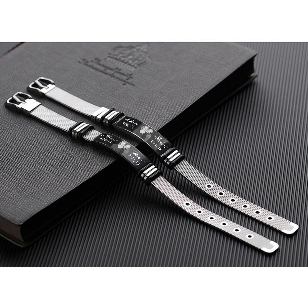 Bracelet Photo Personnalisé avec 2 Prénoms et 2 date