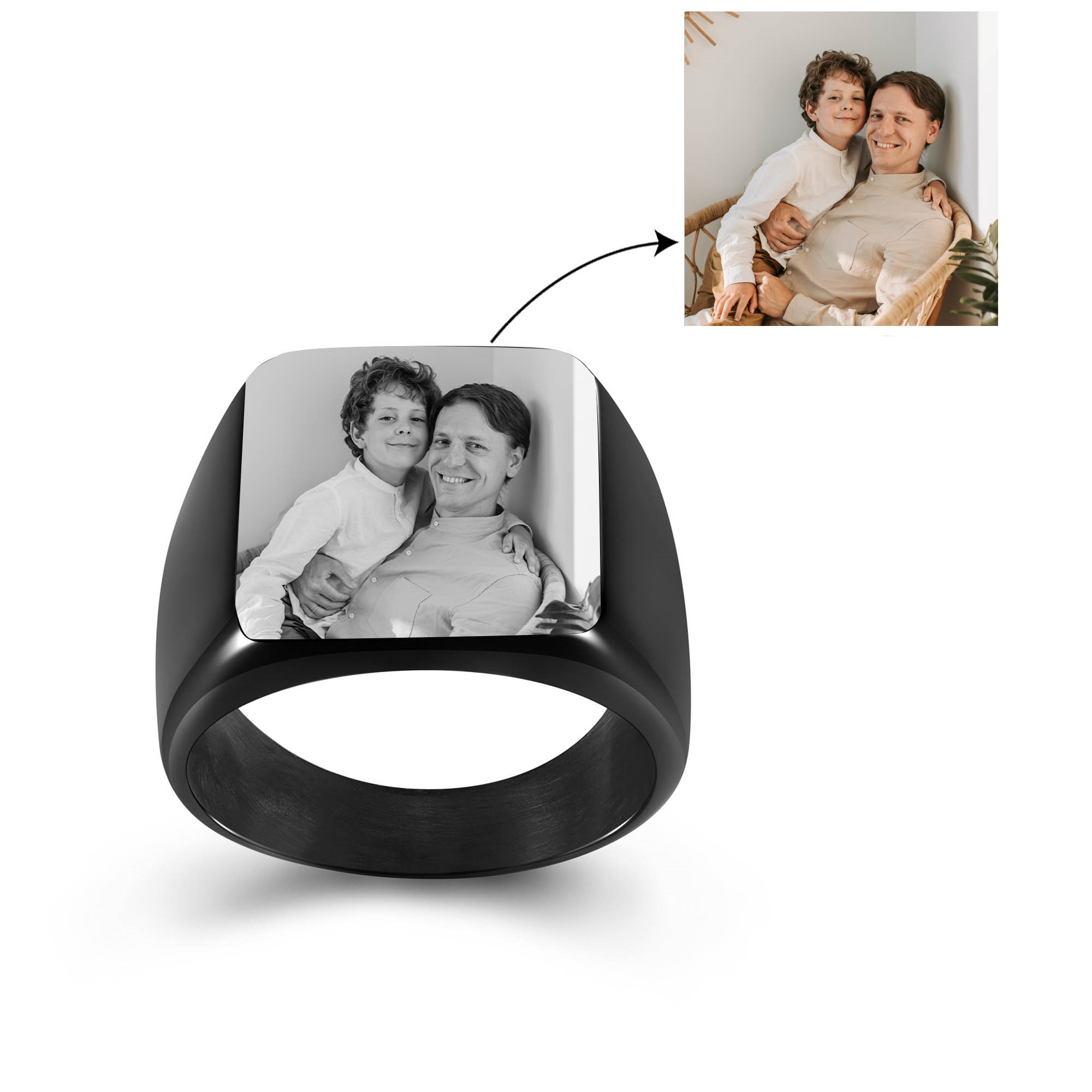 Bague chevalière Photo Personnalisée pour homme