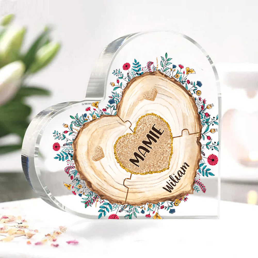 À ma Maman/Mamie - Plaque Acrylique Morceaux de coeur 2 Prénoms Personnalisés