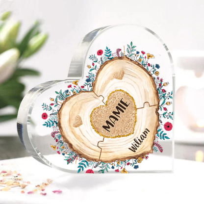 À ma Maman/Mamie - Plaque Acrylique Morceaux de coeur 2 Prénoms Personnalisés