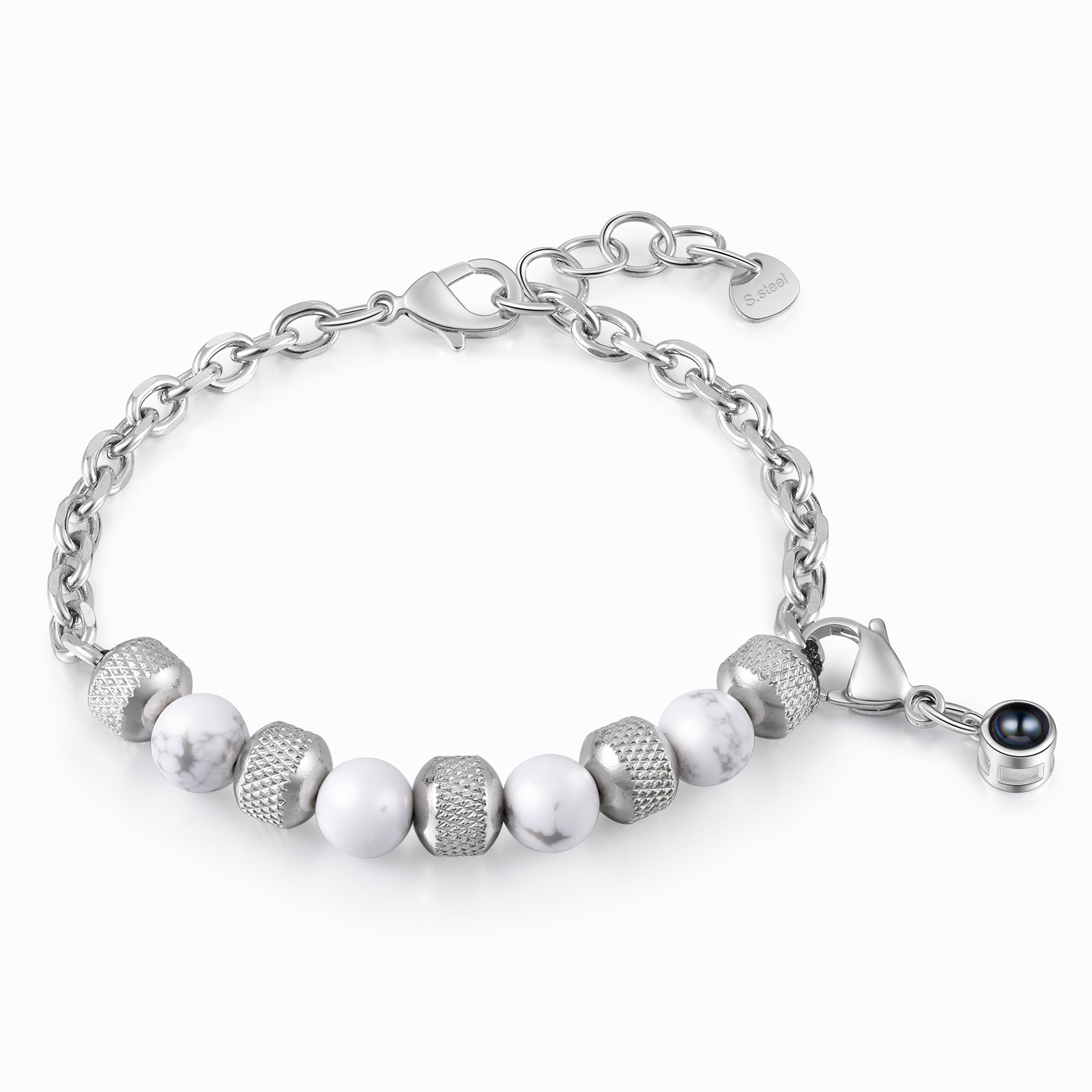 Bracelet Perles Projection de Pierres Photo Personnalisée