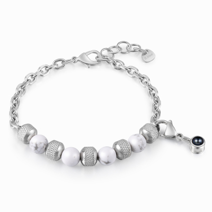 Bracelet Perles Projection de Pierres Photo Personnalisée