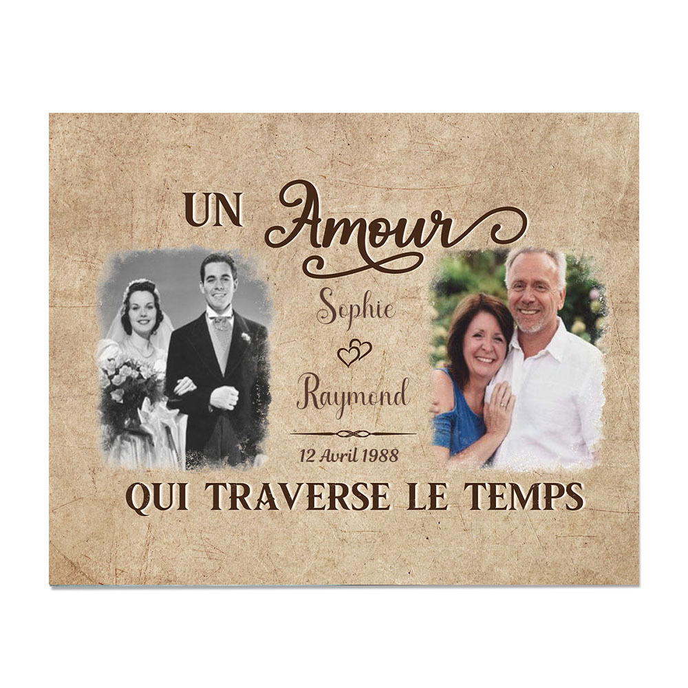 Cadre en bois de Saint-Valentin 2 Prénoms personnalisé avec 2 photos | Jessemade