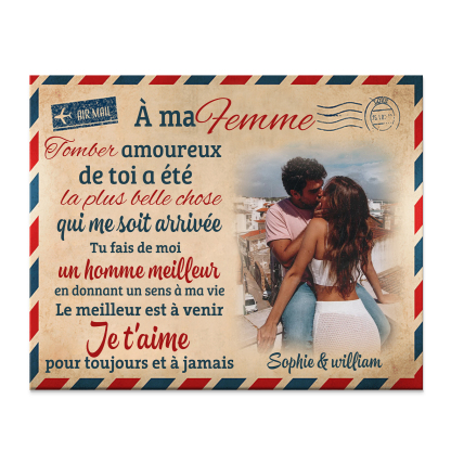 Cadre en Bois 2 Prénoms Personnalisés avec Photo pour Couple Cadeau Saint Valentin