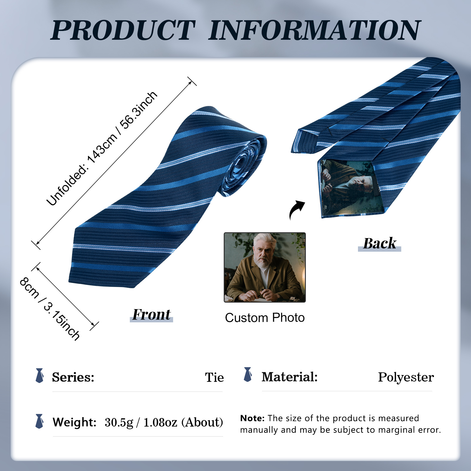 Cravate 1 Photo Personnalisée pour Hommes cadeau anniversaire homme | Jessemade