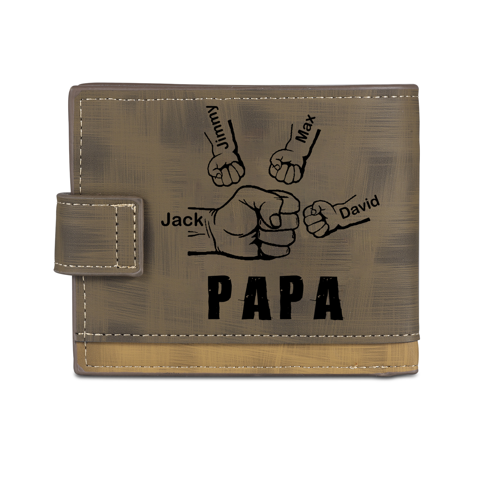 À mon Papa-Portefeuille Poings 4 Prénoms et 1 Photo Personnalisés Classique Homme Porte-Monnaie Carte