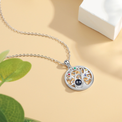 Collier Arbre Projection de Pierres 4 Pierres de naissance et 1 Photo  Personnalisés Collier pour Femmes | Jessemade