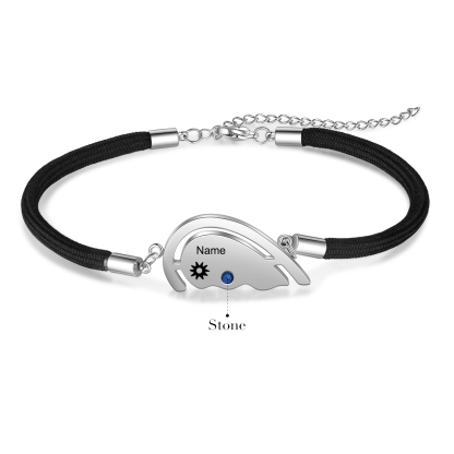 2PCS Bracelets roped 2 Prénoms Personnalisés avec 2 Pierres de Naissance Bracelet en Commun pour Couple | Jessemade