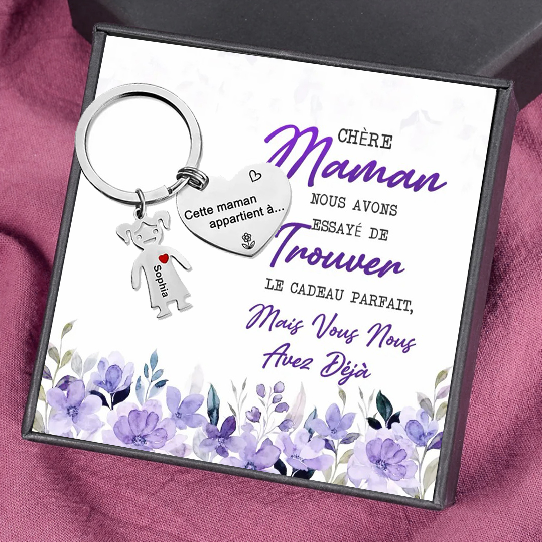 À ma Maman - Porte-Clés 1 Prénom Personnalisé Avec Breloques 1 Enfant