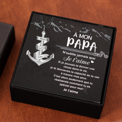 Jessemade FR Collier d'ancre marine nautique Pirate ancre pendentif 3 Prénoms Personnalisés Collier Homme