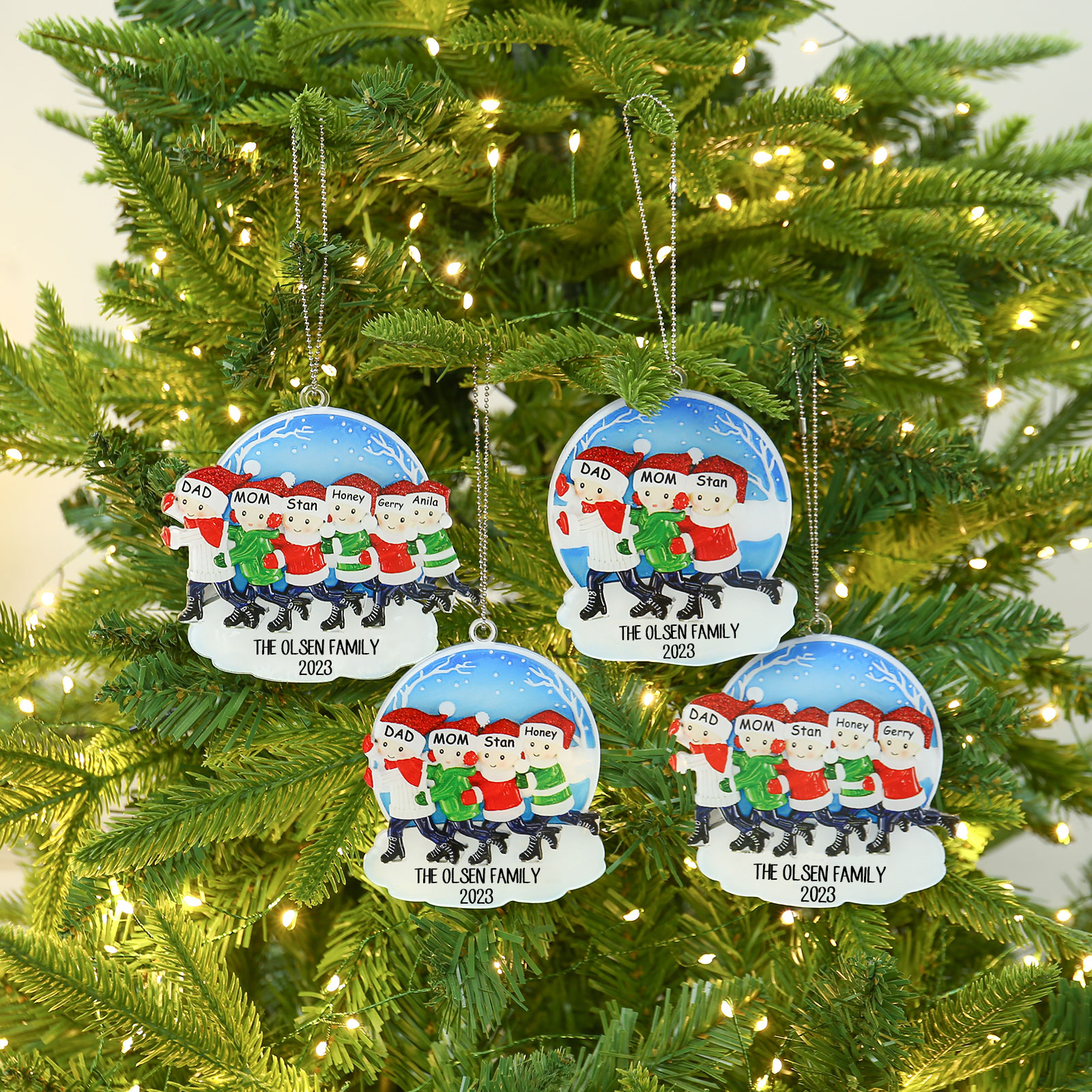 3-6 Noms Décoration Sapin Noël Poupée Acrylique Personnalisés avec Texte