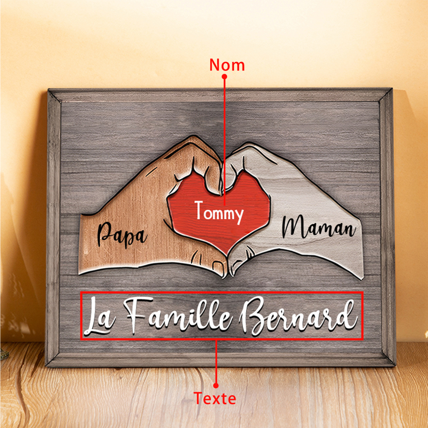 À ma Famille-Cadre en Bois Puzzle 1 Prénom Personnalisé avec Texte