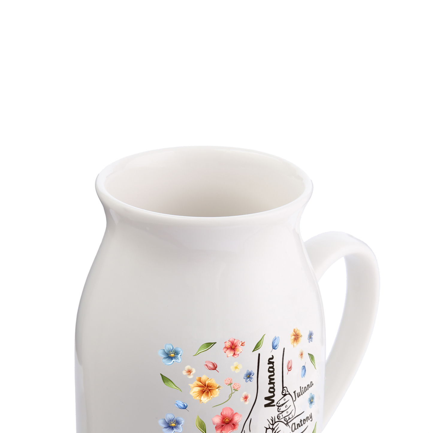 Vase à Fleurs la main dans la main 6 Prénoms Personnalisés Décoration de la Maison
