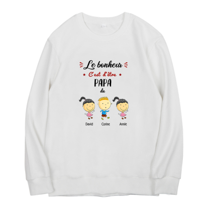 Sweat-Shirt 3 Enfants 3 Prénoms Personnalisés avec Texte