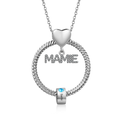 À ma Mamie - Collier Personnalisé Pendentif 1 Prénom et Pierre de naissance Or/Argent｜Jessemade